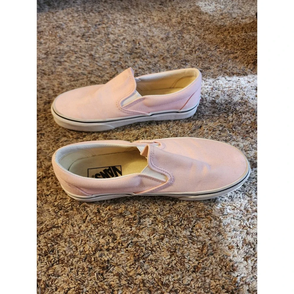 Vans Classic Slip-On Pink Canvas Sneakers Womens 8.5 Mens 7 Low Top Off The Wall
